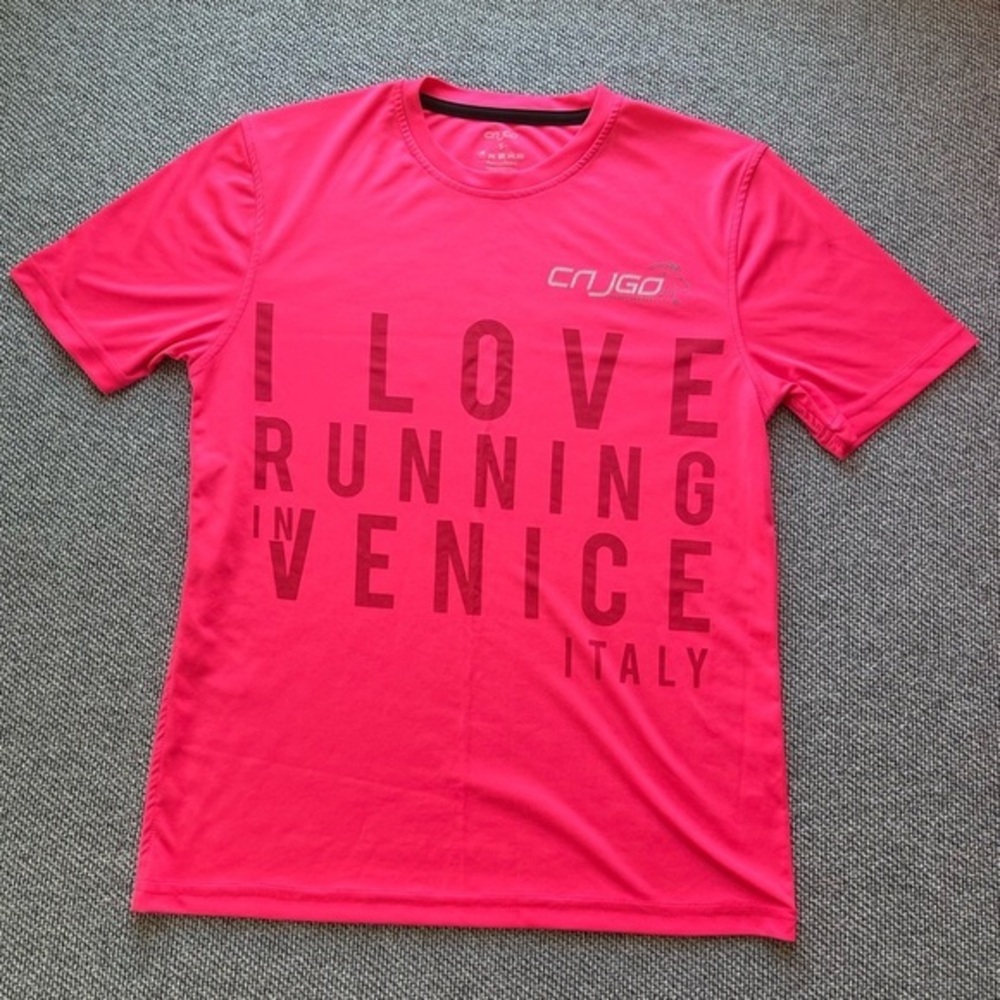 Cajgo - “I Love Running in Venice Italy” - Pink Running Tee - Women’s Size Small